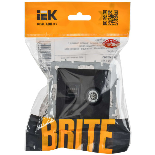 BRITE Розетка двойная TV+RJ45 кат.5E РТВ/РК12-БрЧ черный IEK