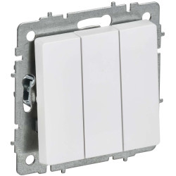 BRITE Выключатель 3-клавишный 10А ВС10-3-0-БрАБ арктический белый IEK