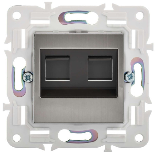 SKANDY Розетка компьютерная двойная RJ45 кат.6 SK-K04N металл никель IEK