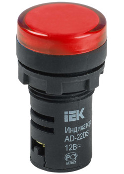 Лампа AD22DS(LED)матрица d=22мм красный 12В AC/DC IEK