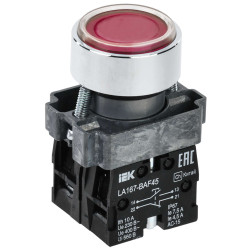 Кнопка управления LA167-BAF45 d=22мм 1NO+1NC красная IEK