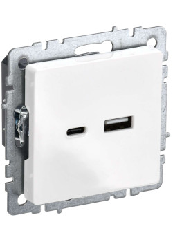 BRITE Розетка USB A+C 18Вт РЮ11-1-БрБ белый IEK