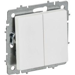 BRITE Выключатель 2-клавишный 10А ВС10-2-0-БрАБ арктический белый IEK