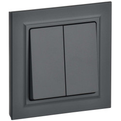 BRITE Выключатель 2-клавишный 10А в сборе ВСР10-2-0-БрГ графит IEK