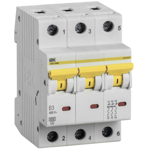 KARAT Автоматический выключатель ВА47-60M 3P B 3А 6кА IEK