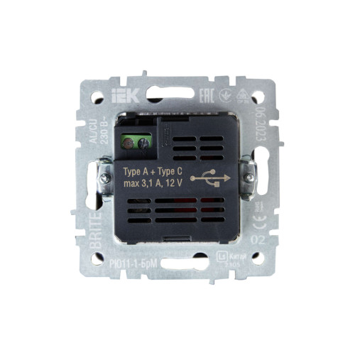 BRITE Розетка USB A+C 18Вт РЮ11-1-БрЧ черный IEK