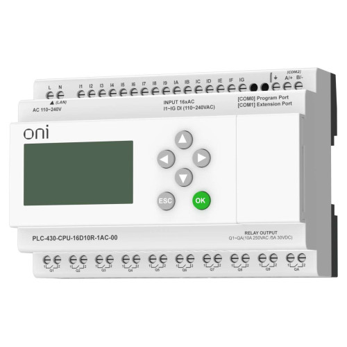 ПЛК 430 Модуль ЦПУ 16 DI 10 RO 220В AC с Ethernet портом с экраном ONI