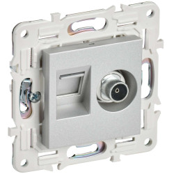 SKANDY Розетка двойная TV+RJ11 SK-A16S серебряный IEK