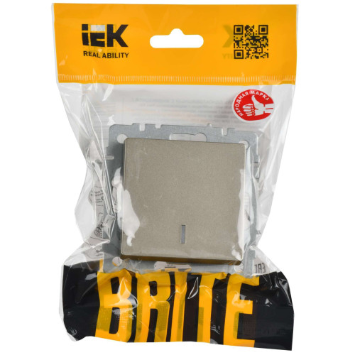 BRITE Выключатель 1-клавишный с индикацией 10А ВС10-1-1-БрШ шампань IEK