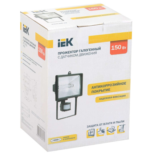 Прожектор галогенный ИО150Д (детектор) IP54 черный IEK