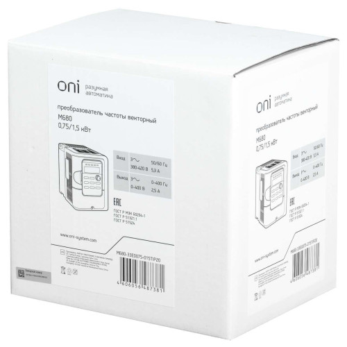 Преобразователь частоты M680 380В 3Ф 0,75-1,5кВт 2,5-4,2А серии ONI