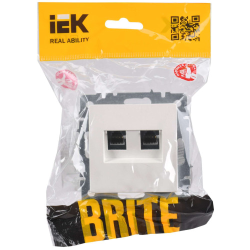 BRITE Розетка двойная RJ11+RJ45 кат.5E РК/Т12-БрЖ жемчуг IEK