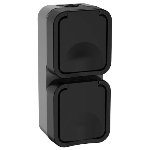 TORS Розетка 2-местная вертикальная 16А IP55 TS132 графит IEK