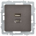 BRITE Розетка USB A+C 45Вт высокоскоростная зарядка РЮ11-2-БрТБ темная бронза IEK BRITE Розетка USB A+C 45Вт высокоскоростная зарядка РЮ11-2-БрТБ темная бронза IEK