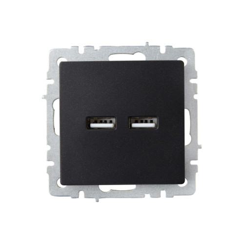 BRITE Розетка USB A+A 5В 3,1А РЮ10-1-БрЧ черный IEK