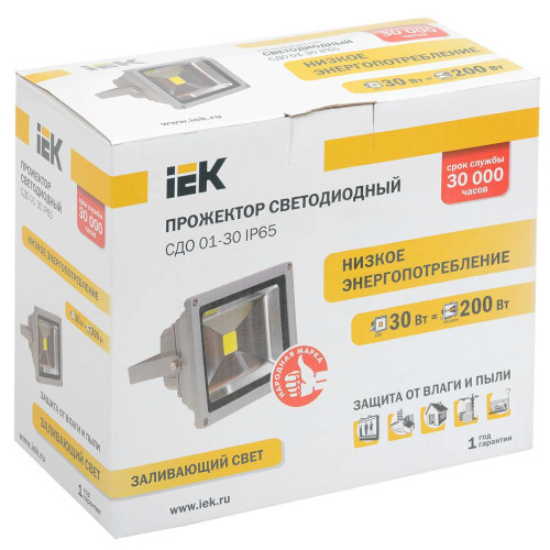 Прожектор СДО 01-30 светодиодный серый чип IP65 IEK