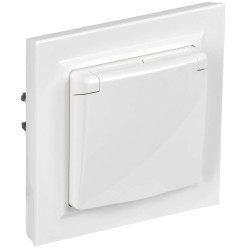 BRITE Розетка 1-местная с заземлением с защитными шторками и крышкой 16А IP44 в сборе РСбш10-3-44-БрБ белый