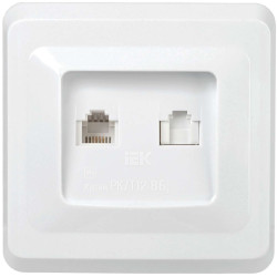 VEGA Розетка 2-местная RJ11/RJ45 РК/Т12-ВБ белый IEK