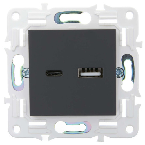 SKANDY Розетка USB A+C 3,1А SK-R14G графит IEK