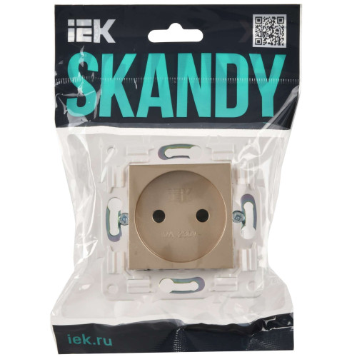 SKANDY Розетка без заземления с защитными шторками 10А SK-R01Sa песочный IEK