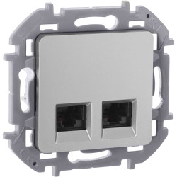 INSPIRIA Розетка компьютерная двойная RJ45 категория 6 UTP алюминий