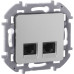 INSPIRIA Розетка компьютерная двойная RJ45 категория 6 UTP алюминий