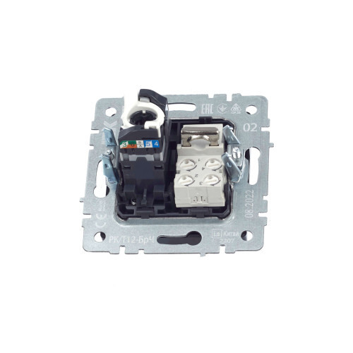 BRITE Розетка двойная RJ11+RJ45 кат.5E РК/Т12-БрЧ черный IEK