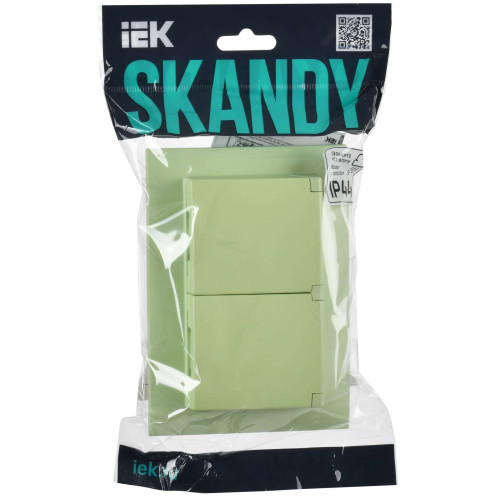 SKANDY Розетка 2-местная и крышкой 16А в сборе IP44 SK-R12G мятный IEK