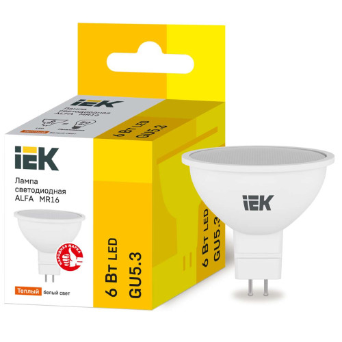 Лампа светодиодная ALFA MR16 софит 6Вт 230В 3000К GU5,3 IEK
