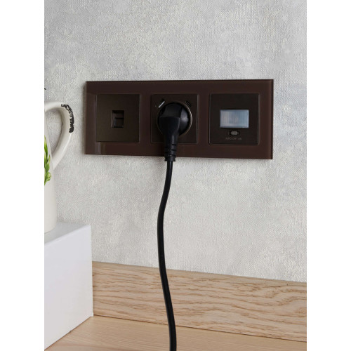 BRITE Розетка 1-местная с заземлением с защитными шторками 16А с USB A+C 18Вт РЮш11-1-БрТБ темная бронза IEK
