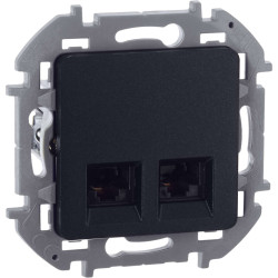 INSPIRIA Розетка компьютерная двойная RJ45 категория 5Е UTP антрацит