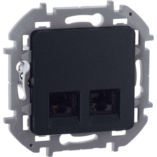 INSPIRIA Розетка компьютерная двойная RJ45 категория 5Е UTP антрацит