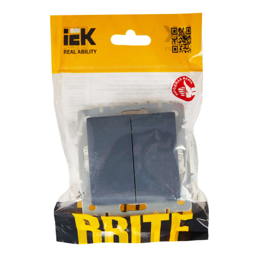 BRITE Выключатель 2-клавишный проходной 10А ВС10-2-6-БрМ маренго IEK