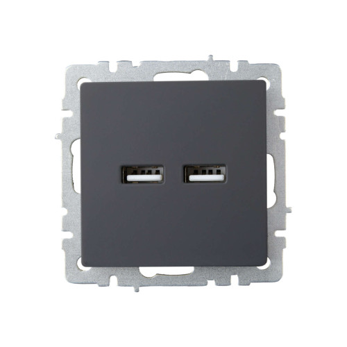 BRITE Розетка USB A+A 5В 3,1А РЮ10-1-БрГ графит IEK