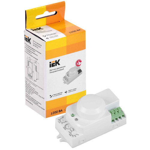 Датчик движения ДД-МВ201 1200Вт 360град 8м IP20 белый IEK