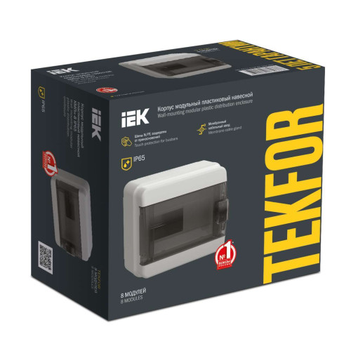 TEKFOR Корпус пластиковый КМПн-8 IP65 черная прозрачная дверь IEK