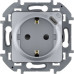 INSPIRIA Розетка 1-местная с заземлением с защитными шторками 16А с USB C 5В безвинтовое крепление алюминий