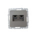 BRITE Розетка компьютерная двойная RJ45 кат.6 РК11-2-БрС сталь IEK