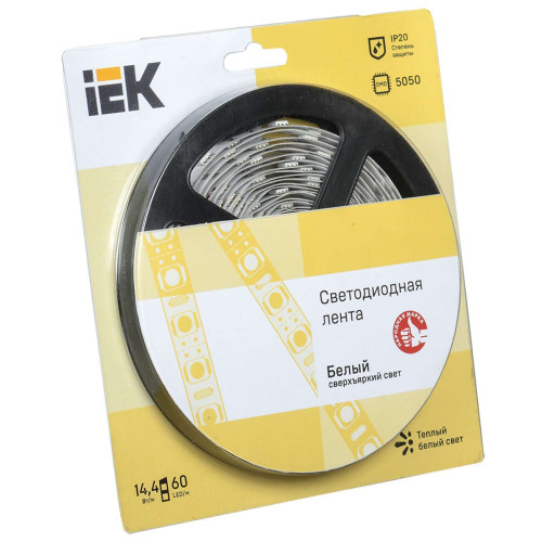 Лента светодиодная 5м блистер LSR-5050WW60-14,4-IP20-12V IEK