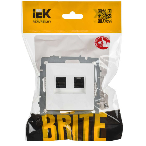 BRITE Розетка компьютерная двойная RJ45 кат.6 РК11-2-БрАБ арктический белый IEK