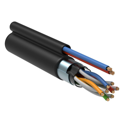 ITK Витая пара F/UTP кат.5E 4х2х24AWG solid LDPE + кабель питания 2х0,75мм2 305м черный