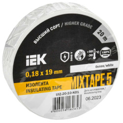 MIXTAPE 5 Изолента 0,18х19мм белая 20м IEK