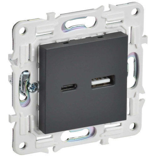 SKANDY Розетка USB A+C 18Вт SK-R13T титан IEK