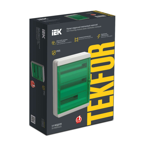TEKFOR Корпус пластиковый КМПн-54 IP65 зеленая прозрачная дверь IEK