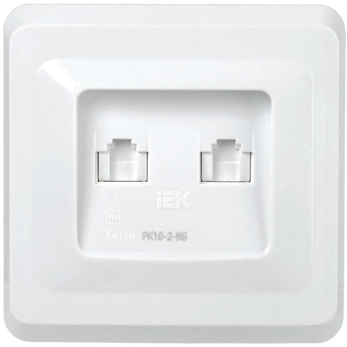 VEGA Розетка 2-местная компьютерная RJ45 кат.5е РК10-2-ВБ белый IEK