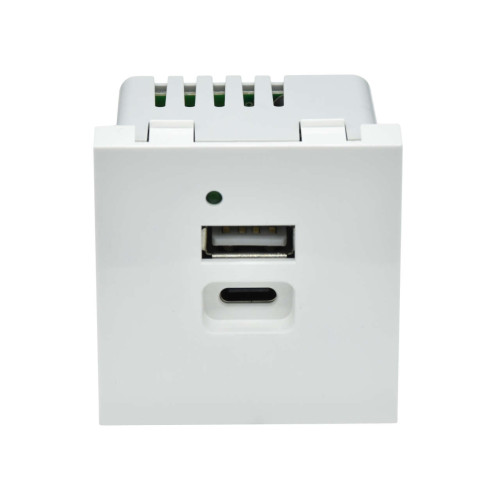 PRIMER РКЮ-25-40-П Розетка USB A+C 5В 4,2А (2 модуля) белая IEK