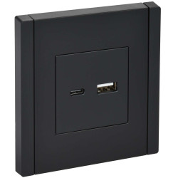 FORTE&PIANO Розетка USB A+C 18Вт FP151 черный IEK