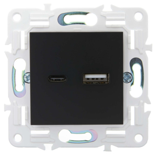 SKANDY Розетка USB A+C 18Вт SK-R13Bl черный IEK