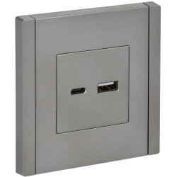FORTE&PIANO Розетка USB A+C 18Вт FP551 сталь IEK