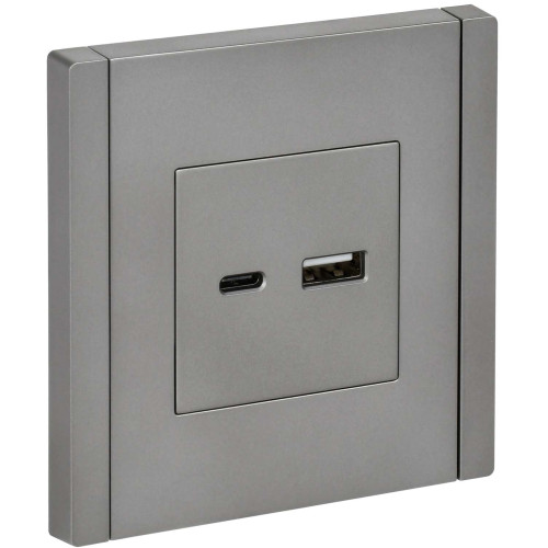 FORTE&PIANO Розетка USB A+C 18Вт FP551 сталь IEK
